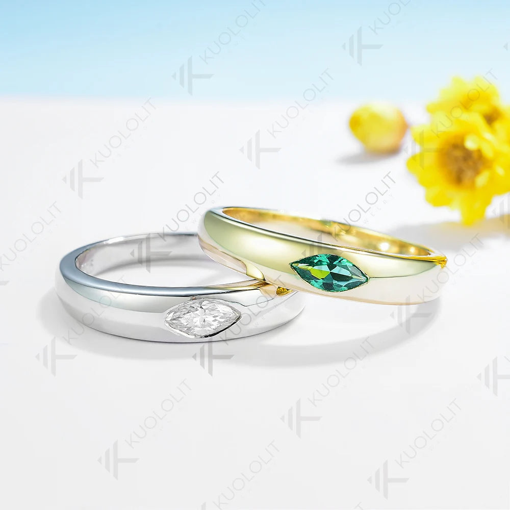 Kuololit 0.3CT Lab Grown Diamond Ring for Women Solid 18K 14K 10K 585 White Gold Marquise for Christmas Anniversary Engagement