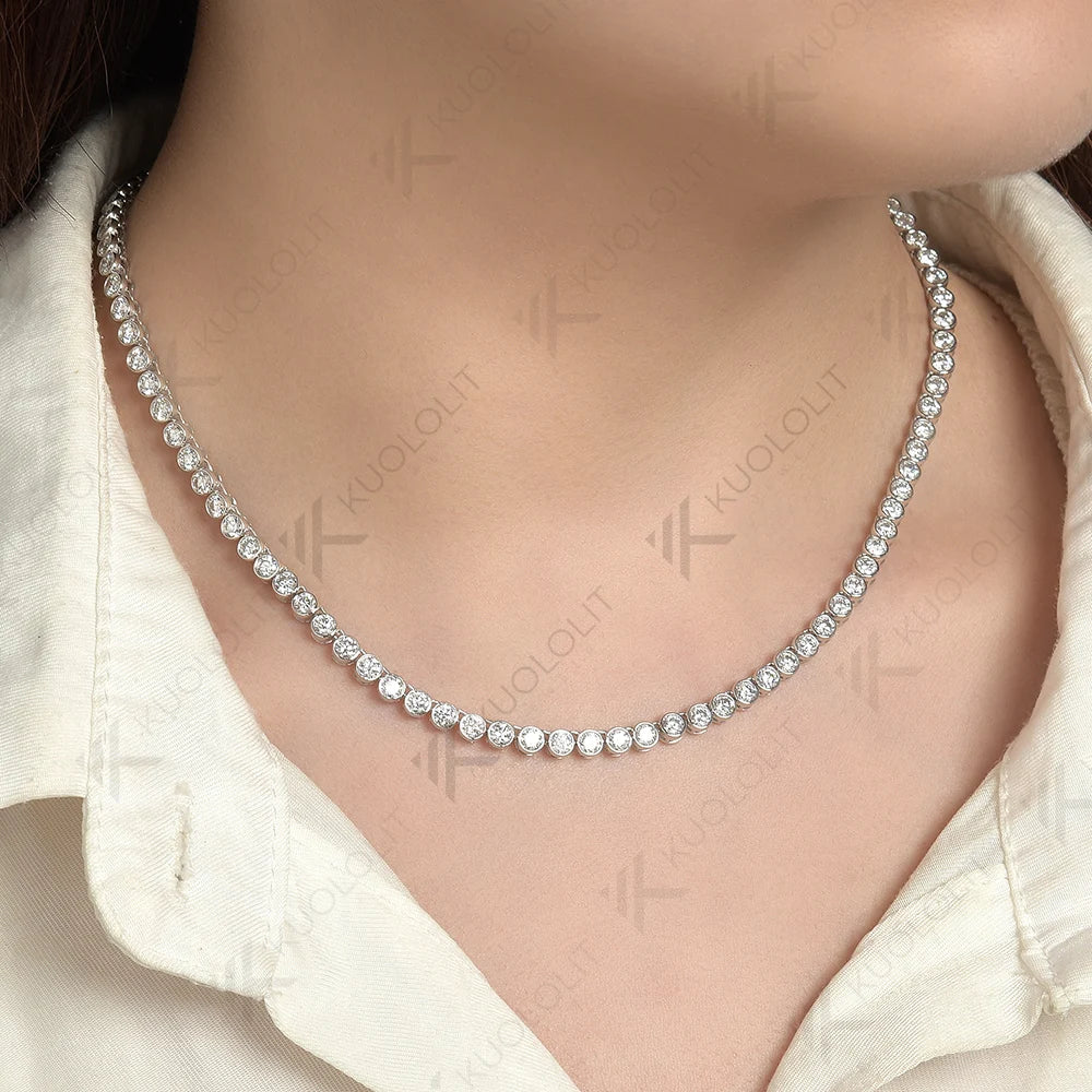 Kuololit 10.5 CTW Lab Grown Diamond Tennis Necklace for Women Pure 18K 14K 10K Gold for Anniversary Engagement Christmas Gifts