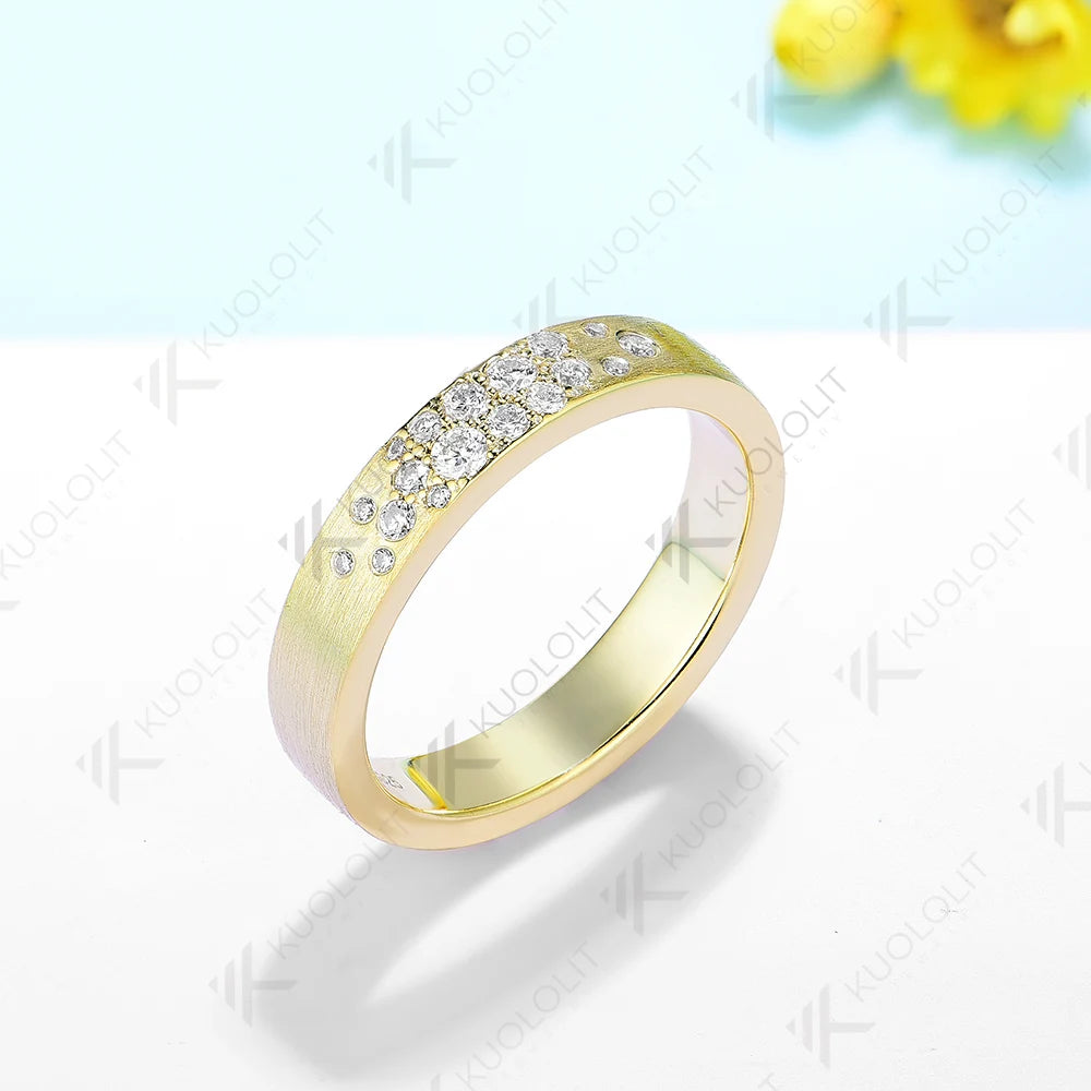 Kuololit PT900 0.25CTW Lab Grown Diamond Rings for Men Women Platinum 900 Gold Brushed Band for Weeding Engagement Christmas