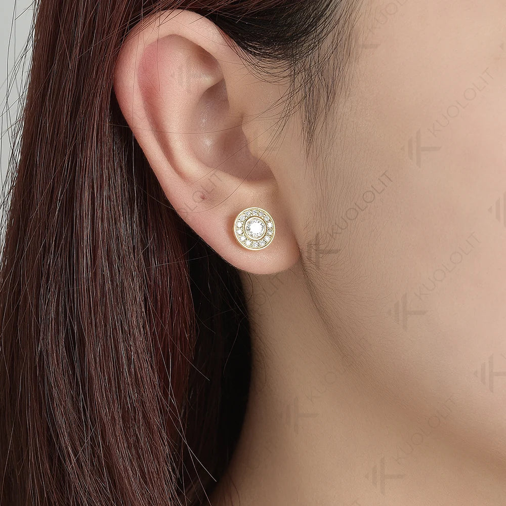 Kuololit 0.94CTW Moissanite Stud Earrings for Women Solid 14K 10K 585 Yellow Gold Moissanite Engagement Earrings for Christmas