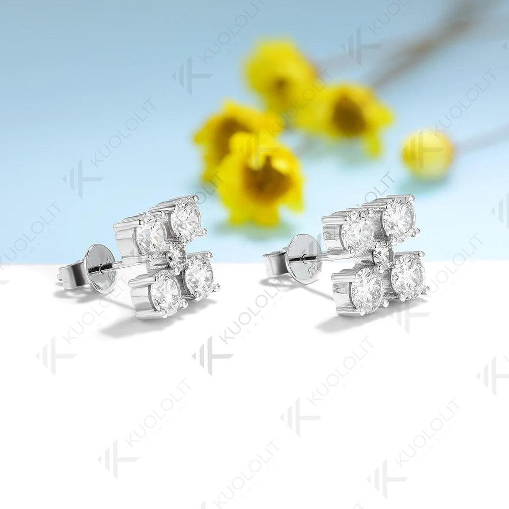 Kuololit 2.5CTW Moissanite Stud Earrings for Women Solid 18K 14K 10K 585 White Gold Anniversary Earrings for Christmas Gifts GRA