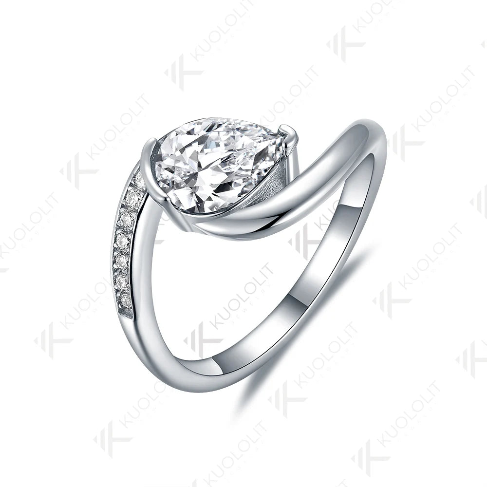 Kuololit 1CT IGI Lab Grown Diamond Ring for Women Solid 18K 14K 10K 585 White Gold Engagement D VS1 Diamond Ring for Christmas