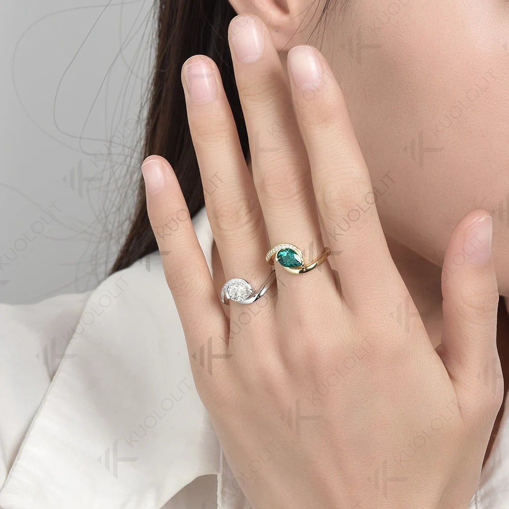 Kuololit 1CT IGI Lab Grown Diamond Ring for Women Solid 18K 14K 10K 585 White Gold Engagement D VS1 Diamond Ring for Christmas