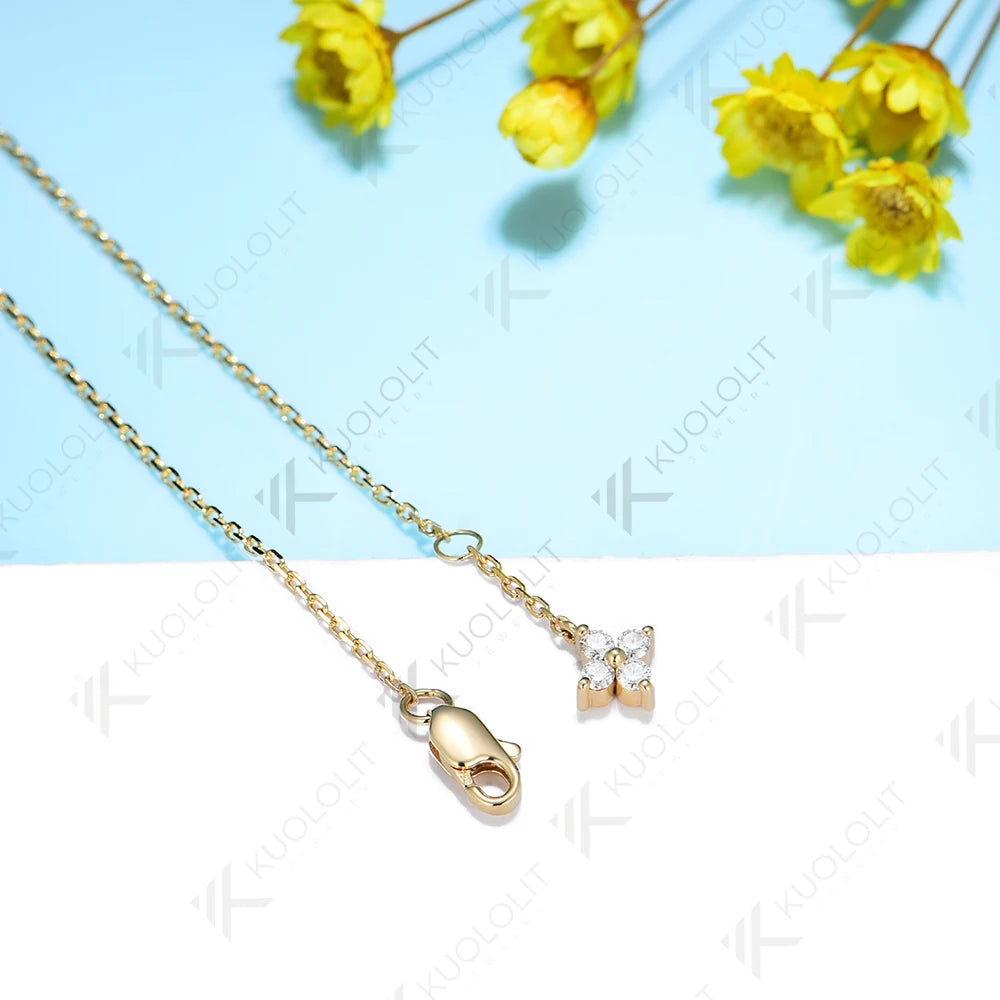 Kuololit Moissanite Bracelets for Women 585 18K 10K Adjustable Chains Marquise Butterfly Charm for Engagement Christmas Classic
