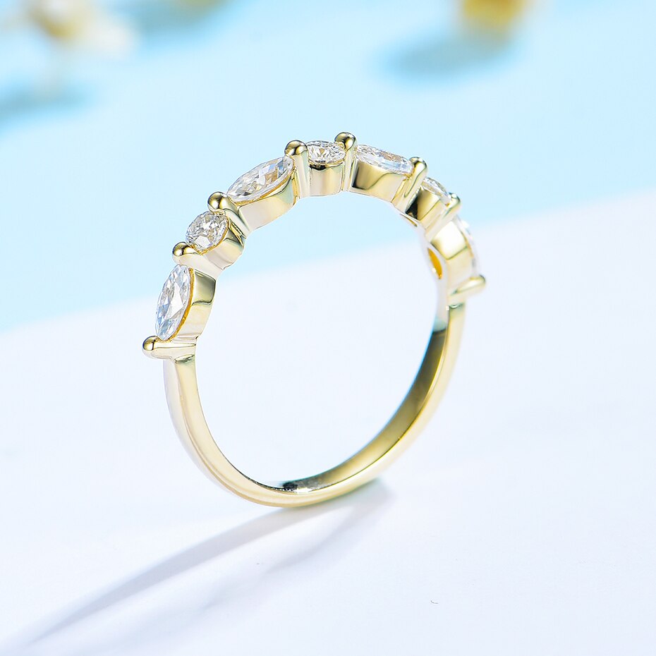Kuololit Bubble Ring 14K 10K 585 Rose Gold for Women Marquise Moissanite Ring Matching Band Engagement for Party