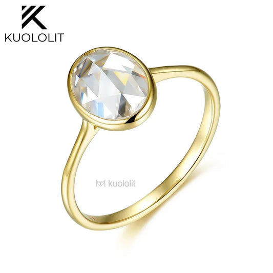 Kuololit Rose Cut Moissanite 750 18K 14K 10K Rose Gold Rings for Women Luxury ring for Engagement Anniversary Party Fine Jewelry