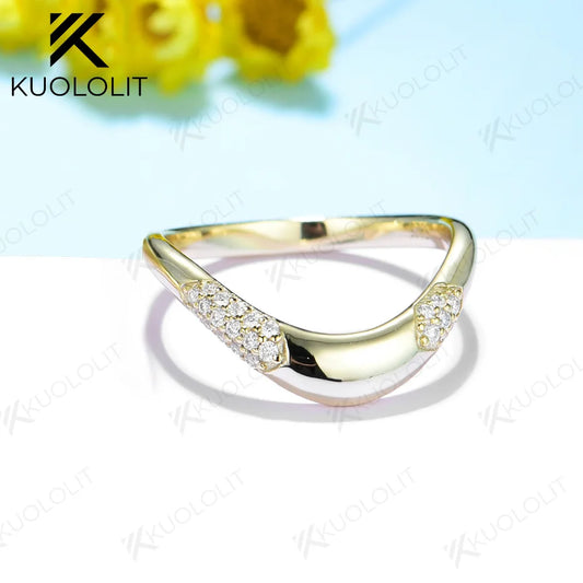 Kuololit 0.14CTW Moissanite Rings for Men Women Solid 14K 10K 585 Silver Yellow Gold Wedding Band Ring for Anniversary Christmas