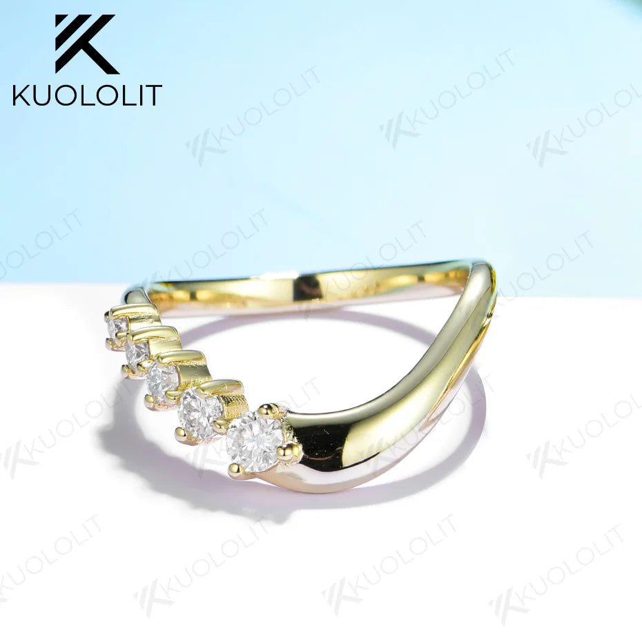 Kuololit 0.35CTW Lab Grown Diamond Band for Men Women Solid 14K 10K 585 Silver Yellow Gold Wedding for Anniversary Christmas