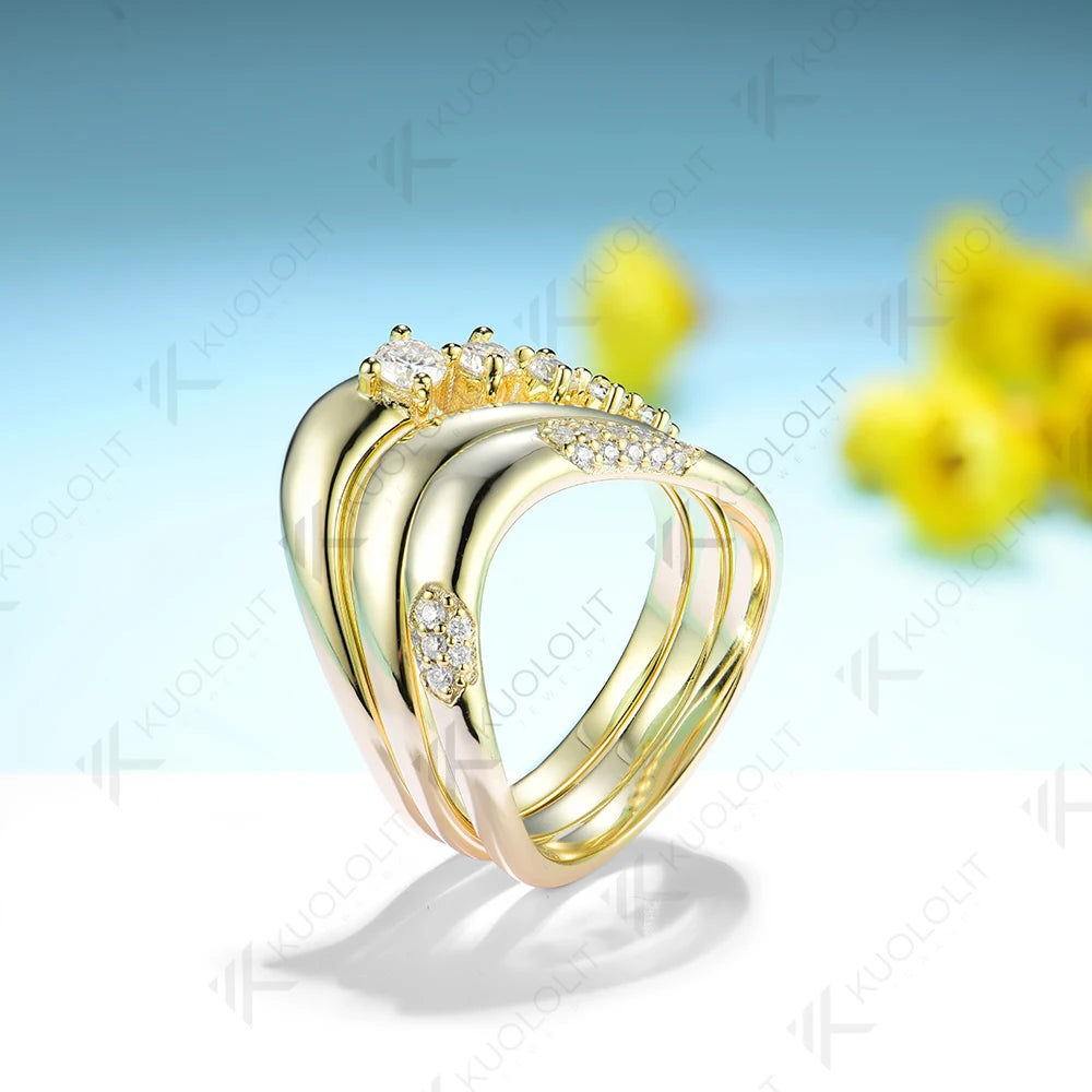 Kuololit 0.35CTW Moissanite Rings for Men Women Solid 14K 10K 585 Silver Yellow Gold Wedding Band Ring for Anniversary Christmas