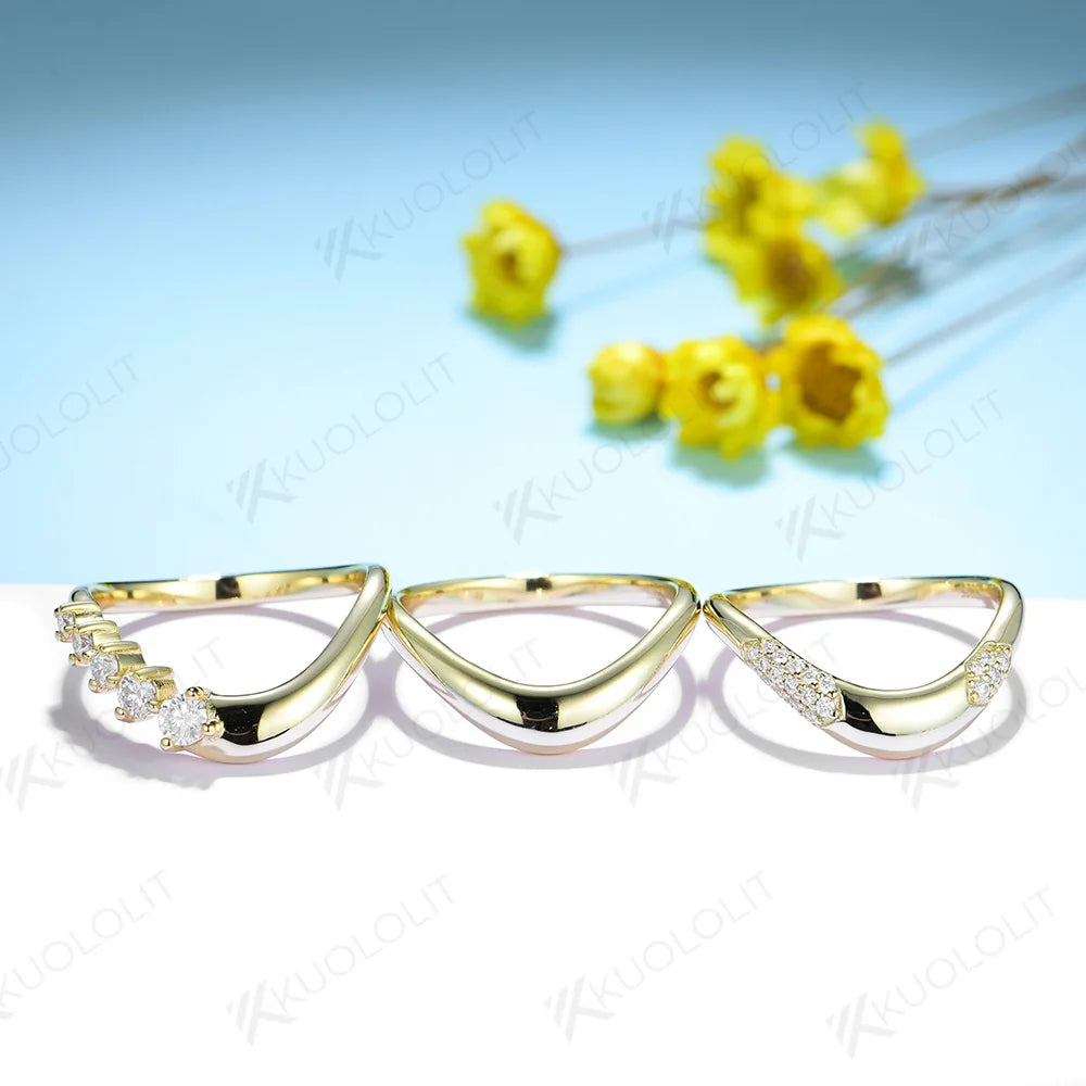 Kuololit 0.35CTW Moissanite Rings for Men Women Solid 14K 10K 585 Silver Yellow Gold Wedding Band Ring for Anniversary Christmas