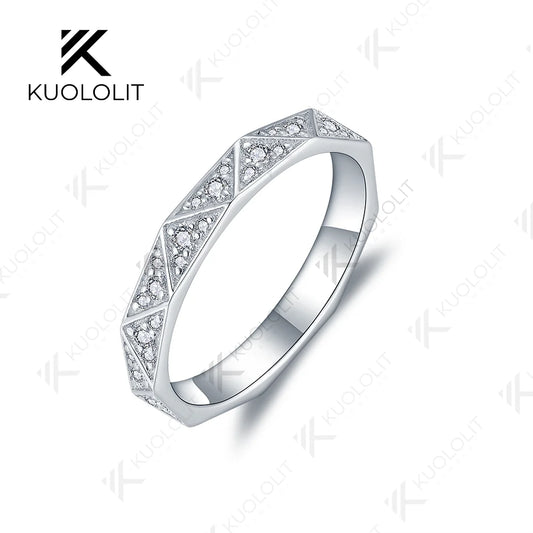 Kuololit 0.4CT Lab Grown Diamonds Ring for Men Women Solid 14K 585 Silver White Gold Wedding Band Ring for Anniversary Christmas