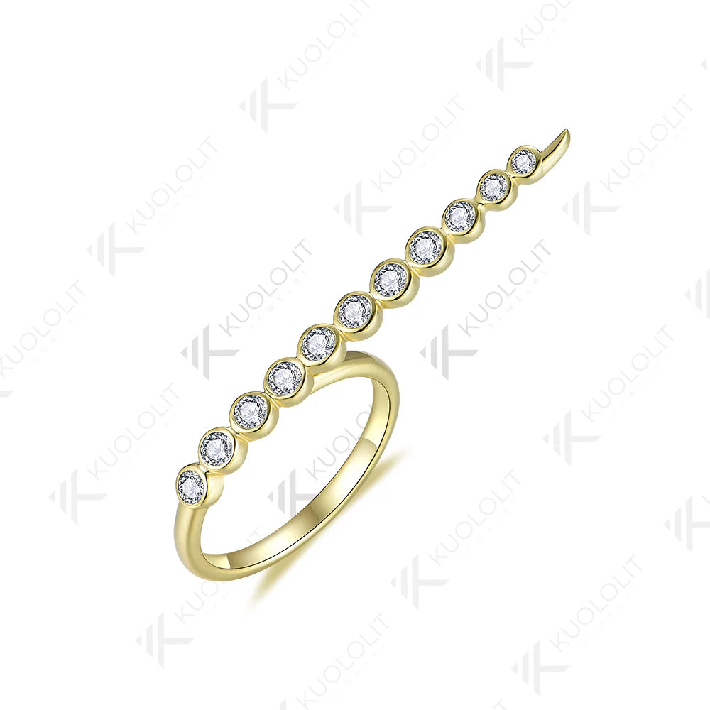 Kuololit 0.6CTW Moissanite Rings for Men Women Solid 14K 10K 585 Silver Yellow Gold Unique Band Ring for Anniversary Christmas