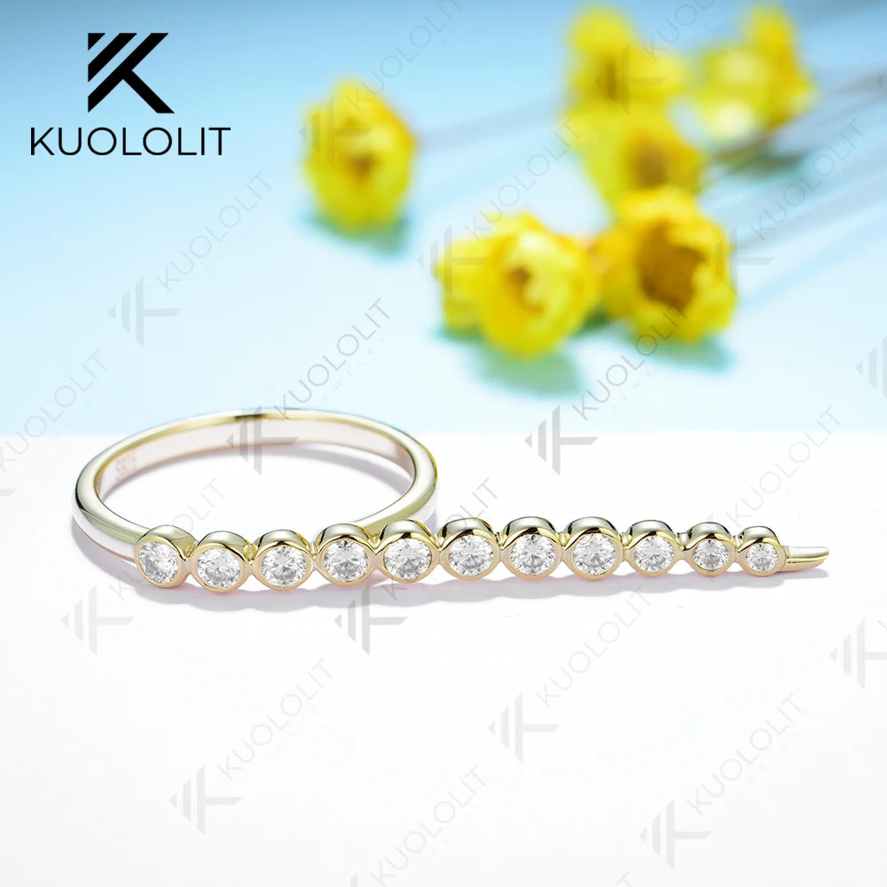 Kuololit 0.6CTW Moissanite Rings for Men Women Solid 14K 10K 585 Silver Yellow Gold Unique Band Ring for Anniversary Christmas