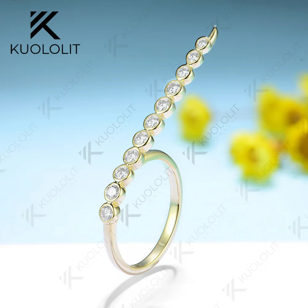 Kuololit 0.6CTW Moissanite Rings for Men Women Solid 14K 10K 585 Silver Yellow Gold Unique Band Ring for Anniversary Christmas