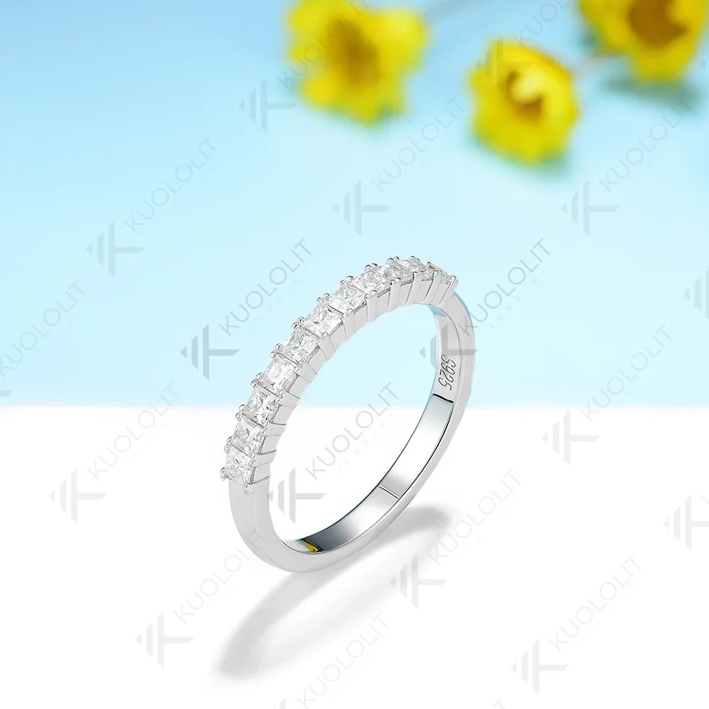 Kuololit 0.88CT Lab Grown Diamond Rings for Men Women Soild 585 14K 18K Gold Silver Princess Wedding Band for Party Christmas