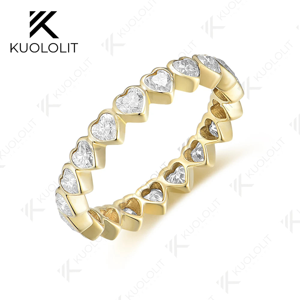 Kuololit 1CT Lab Grown Diamond Rings for Women Solid 14K 10K 585 White Gold for Engagement Wedding Christmas Classsic New