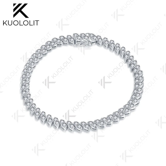 Kuololit 3CTW Lab Grown Diamond Bracelets for Women Men Soild 585 10K 14K Silver Yellow Gold for Engagement Wedding Christmas