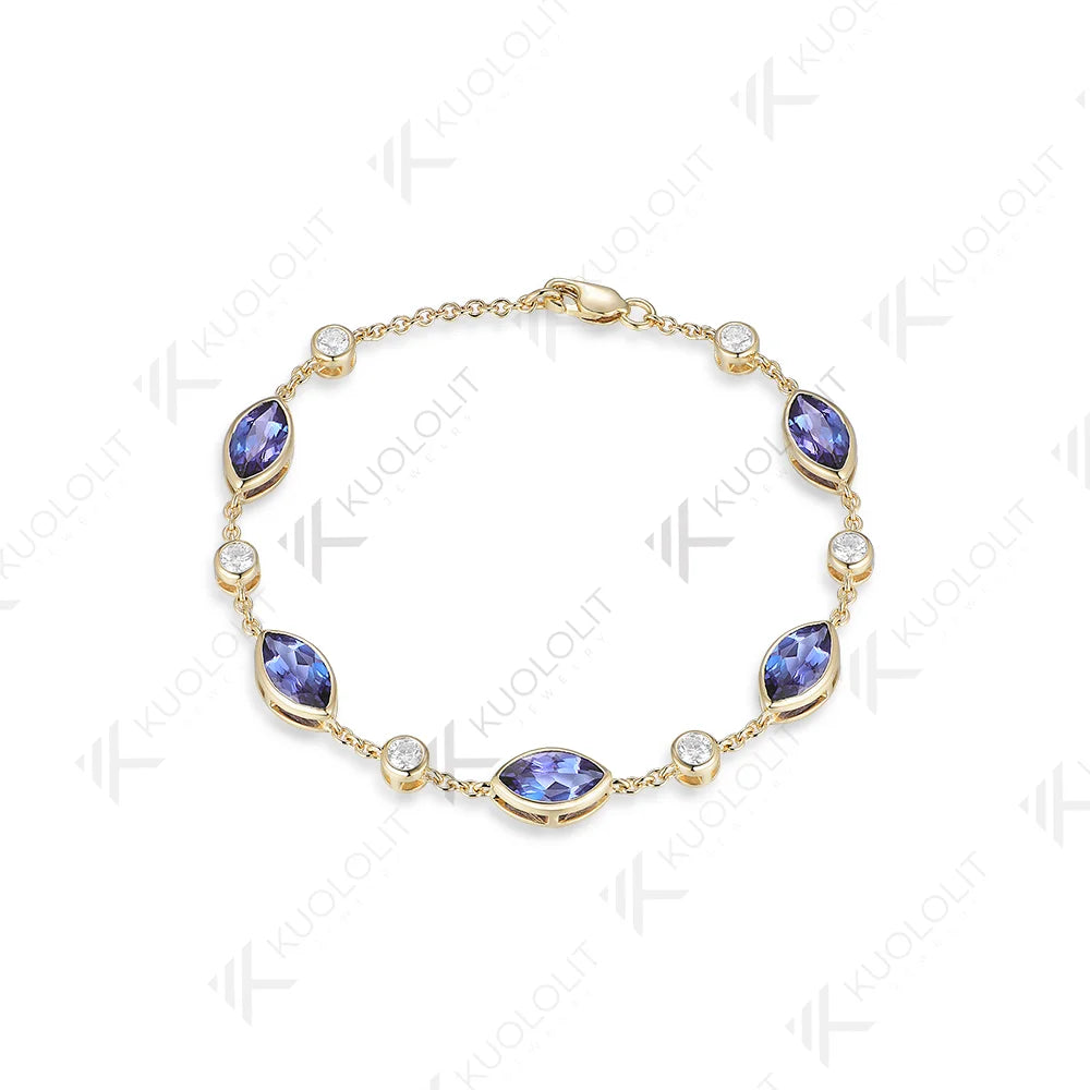 Kuololit 4CTW Lab Grown Alexandrite and Moissanite Bracelets for WomenSoild 585 18K 10K Gold Adjustable Chains for Christmas New
