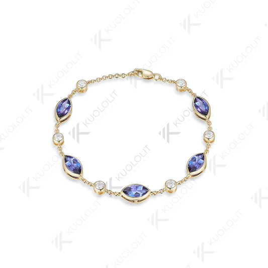 Kuololit 4CTW Lab Grown Alexandrite and Moissanite Bracelets for WomenSoild 585 18K 10K Gold Adjustable Chains for Christmas New