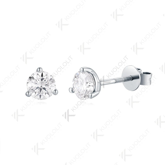 Kuololit 58510K 14K 1CT Moissanite White Gold Screw Back Stud Earrings for Women Brilliant Cut D VVS Solitaire Earring Christmas