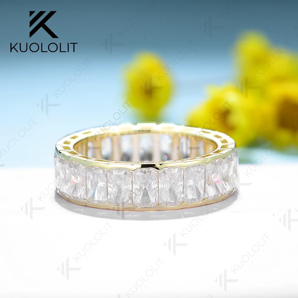 Kuololit 8.8CTW Radiant Moissanite Rings for Men Women Solid 14K 10K Silver Yellow Gold Wedding Band for Anniversary Christmas