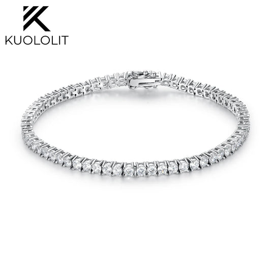 Kuololit Lab Grown Diamonds Bracelets for Women Men 14K 10K 585 Solid Gold Tennis Bracelet Engagement Classic Christmas