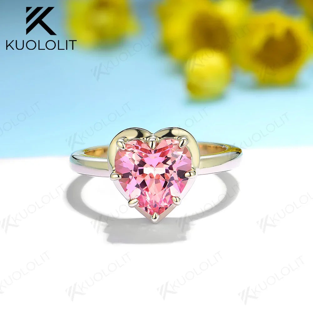 Kuololit Lab Grown Gemstome Black Moissanite Rings for Women Solid 10K 585 Silver Yellow Gold for Engagement Wedding Christmas