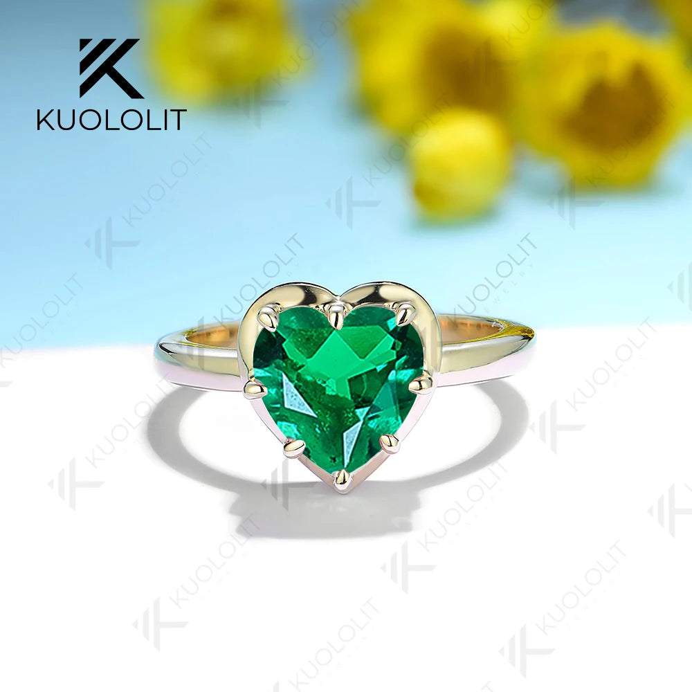 Kuololit Lab Grown Gemstome Black Moissanite Rings for Women Solid 10K 585 Silver Yellow Gold for Engagement Wedding Christmas