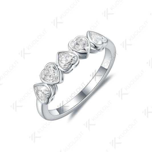 Kuololit1.5CTW Lab Grown Diamond Heart Cut Band for Women Solid 10K 14K18K Gold 925 Sliver White Gold For Wedding Christmas Gift