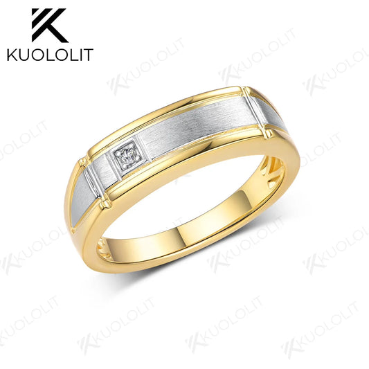 Kuololit PT900 Lab Grown Diamonds Ring Brushed Band for Men Women Solid Platinum 900 For Engagement Wedding Band Christmas Gifts