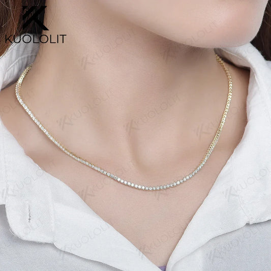 Kuololit 5.25CTW Lab Grown Diamonds Tennis Necklaces for Women Men Solid 14K 10K Gold Silver for Engagement Party Christmas