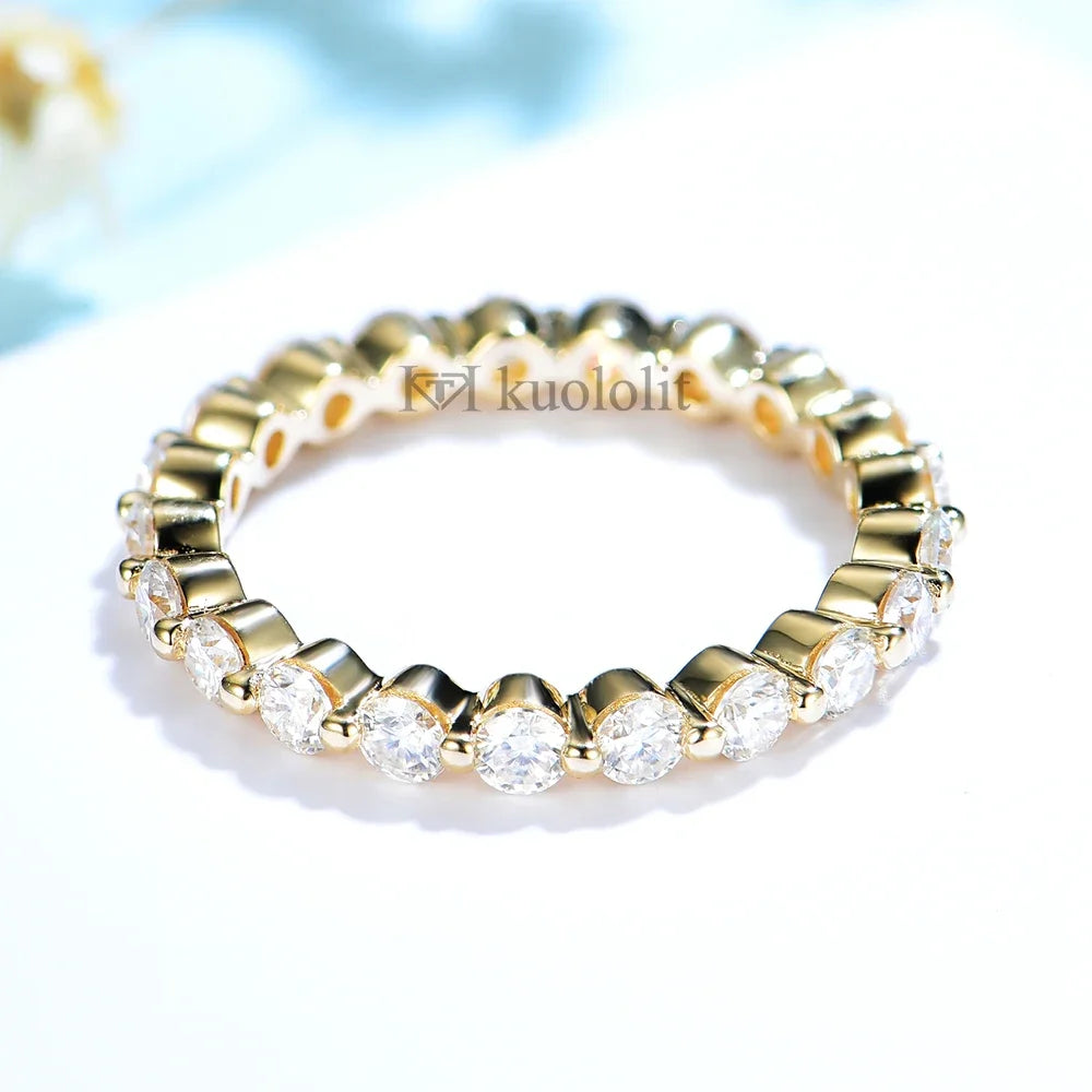 Kuololit Lab Diamonds Bubble Ring for Women 750 18K 14K 10K White Gold DEF/VS Diamonds Eternity Full Band for Engagement Party