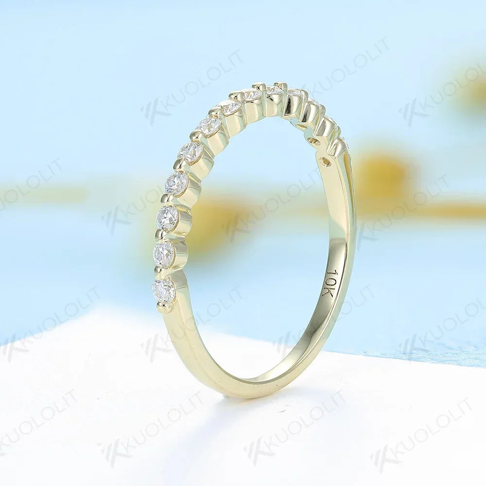 Kuololit Lab Grown Diamonds Rings for Women 925 14K 10K 18K Rose Gold Half Eternity Bubble Gold Rings Wedding Engagement Band