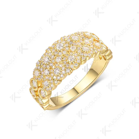 Kuololit 0.72CTW Lab Grown Diamonds Ring for Women Soild 10K 14K Yellow Gold Diamonds Band for Engagement Christmas Party Gifts