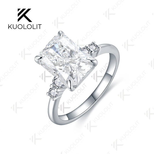 Kuololit 3.5CT IGI Radiant Cut Grown Diamond Ring for Women Solid 18K 14K 10K 585 Yellow Gold Ring for Engagement Wedding Gifts