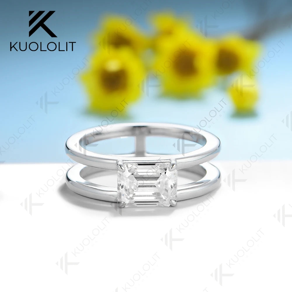 Kuololit IGI 2CT IGI Lab Grown Diamond Ring for Women Solid 18K 14K 10K Gold Ring for Anniversary Engagement Gifts Classic Party