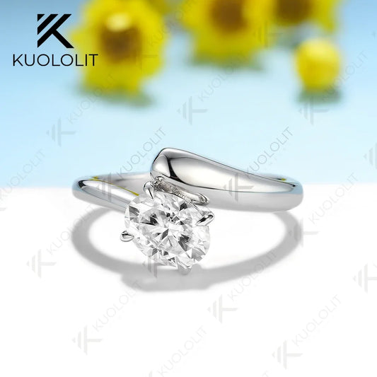 Kuololit 1.5CT Lab Grown Diamonds Rings for Women Solid 18K 14K 10K 585 Gold IGI Oval Cut for Engagement Wedding Party Christmas