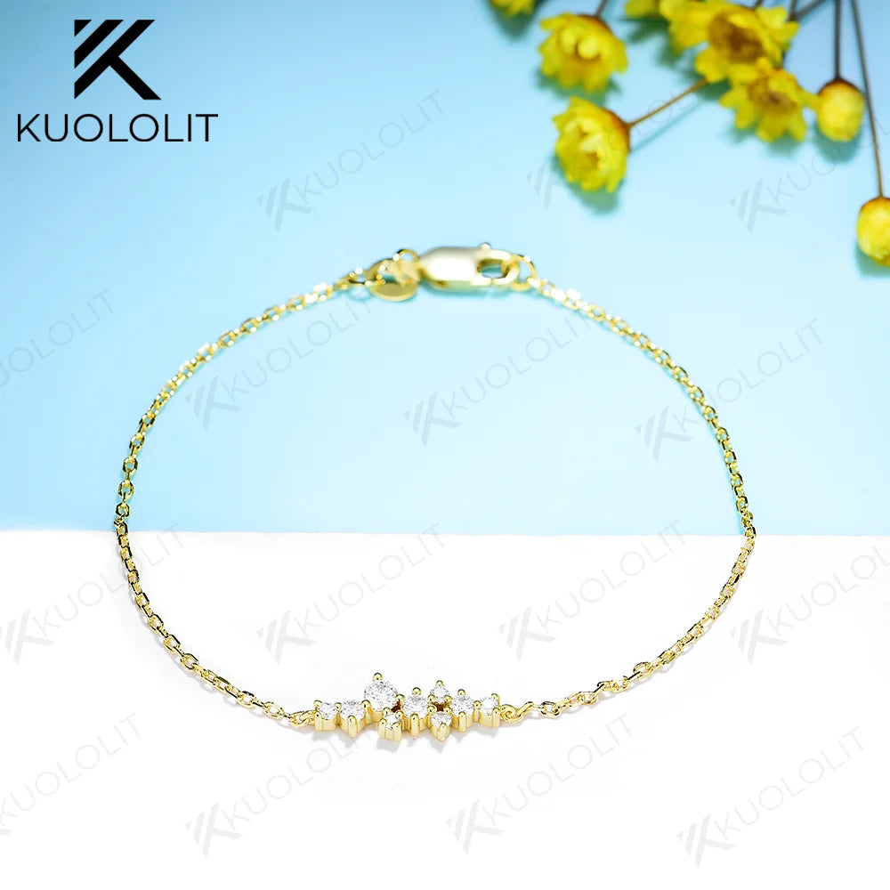 Kuololit Moissanite Bracelets for Women Men 585 18K 10K Adjustable Chains Bracelets Charm for Engagement Party Christmas Gifts