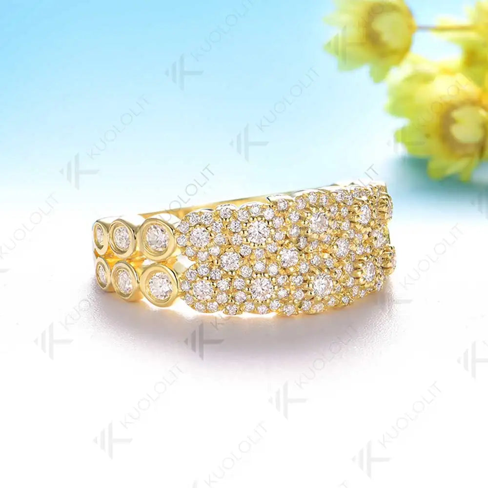 Kuololit 0.72CTW Moissanite Ring for Women Soild 10K 14K 18K Yellow Gold Band for Engagement Party Christmas Gifts