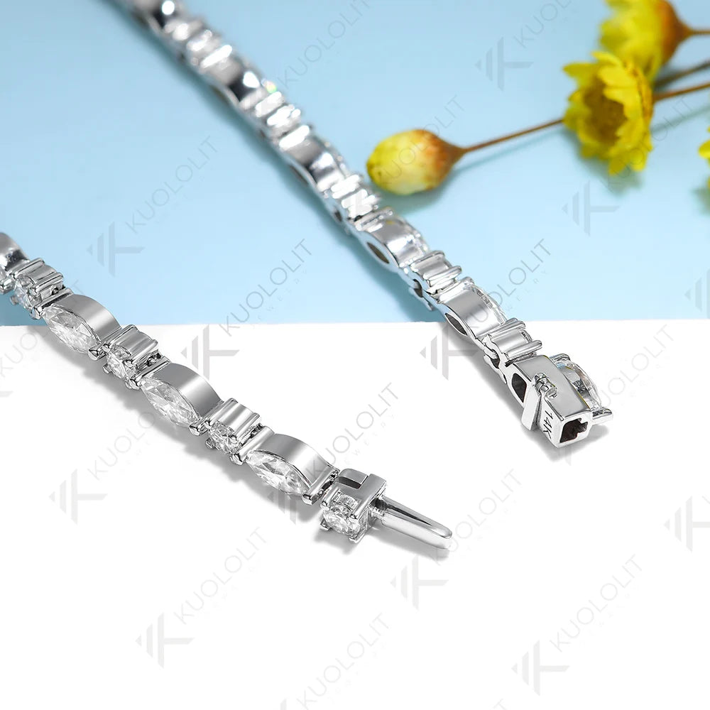 Kuololit 6.8CTW Lab Grown Diamond Tennis Bracelet for Women Solid 18K 14K 10K 585 Yellow Gold DVS1Diamond Bracelet for Christmas