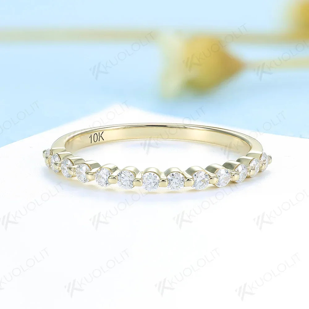 Kuololit Lab Grown Diamonds Rings for Women 925 14K 10K 18K Rose Gold Half Eternity Bubble Gold Rings Wedding Engagement Band