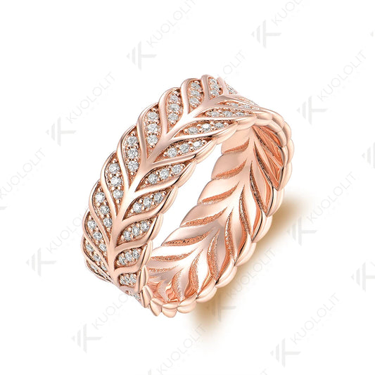 Kuololit PT900 0.66CTW Lab Grown Diamond Leef Band for Women Solid Platinum 900 Gold for Engagement Wedding Band Christmas Gifts