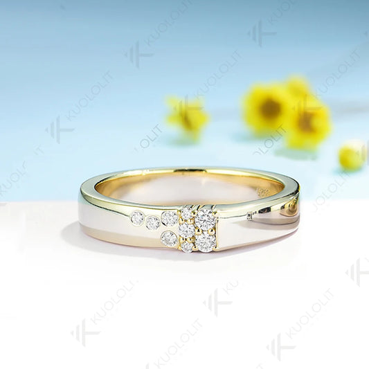Kuololit 0.17CTW Lab Grown Diamond Wide Band for Men Women Solid 10K 14K Gold 925 Sliver Round Cut For Wedding Christmas Gift