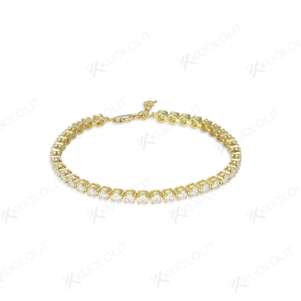 Kuololit 4.2CTW Moissanite Tennis Bracelets for Women Men 585 14K 10K Adjustable Chains for Engagement Wedding Party Christmas