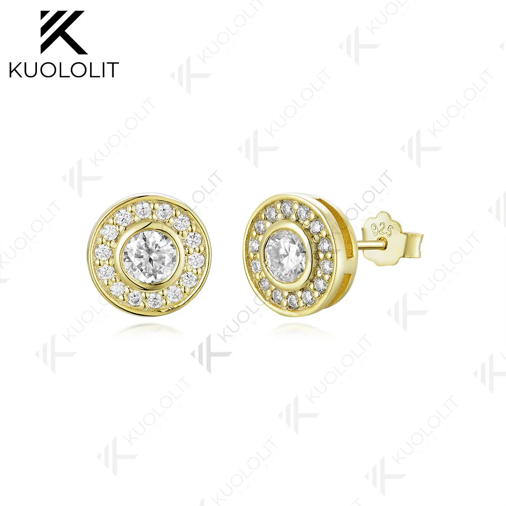 Kuololit 0.94CTW Lab Grown Diamonds Stud Earrings for Women Solid 14K 10K 585 Yellow Gold Diamond Earrings for Christmas Clssic