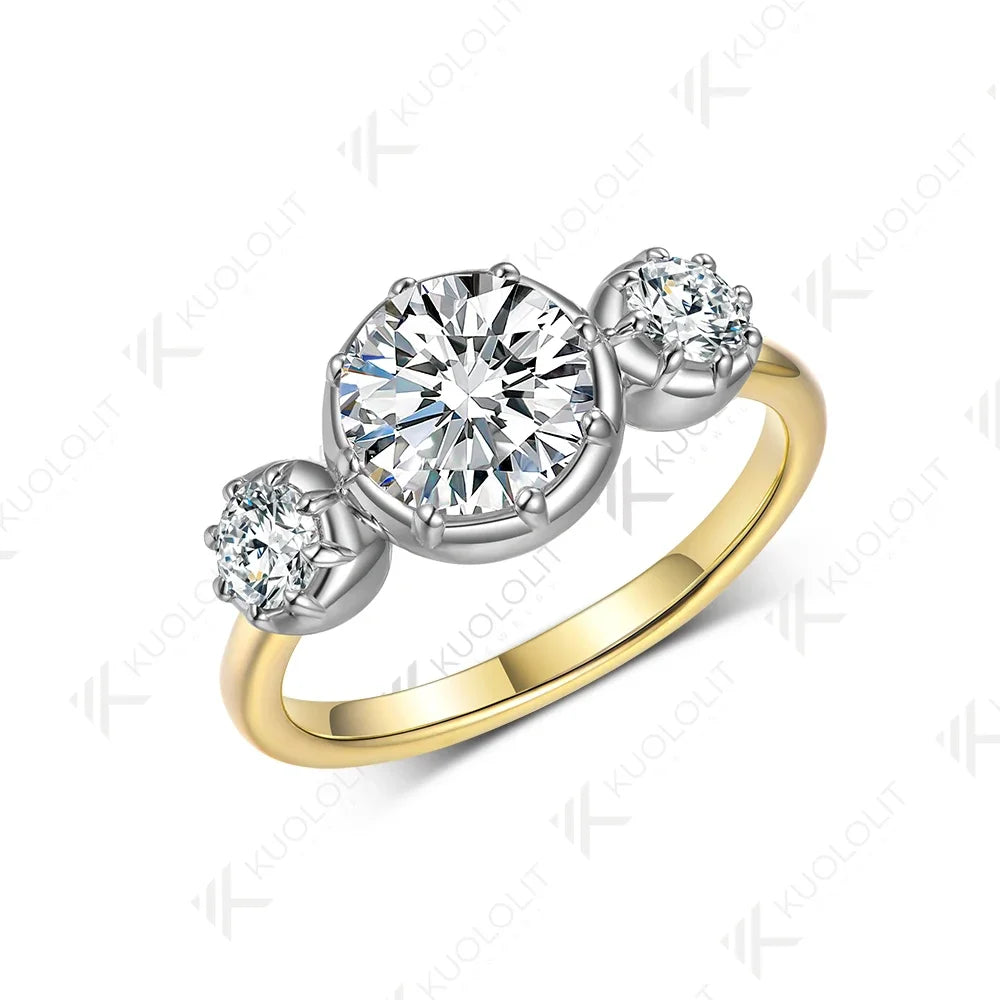Kuololit 2.0CT IGI Lab Grown Diamond Ring for Women Solid 18K 14K 10K Yellow Gold Two Tone Ring for Anniversary Engagement Gifts