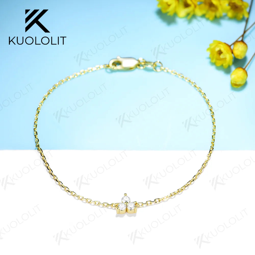 Kuololit Moissanite Bracelets for Women Men 585 18K 10K Adjustable Chains Charm Bracelets for Engagement Party Christmas Gifts