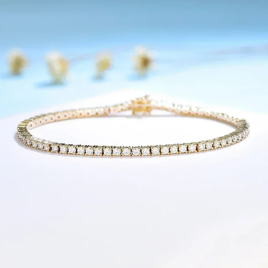 Kuololit Moissanite Bracelet for Women Solid 14K 10K Yellow Gold GRA Moissanite Tennis Bracelet for Engagement Christmas Gifts