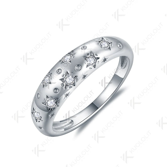 Kuololit 0.21CTW Lab Diamond Starburst Engagement Band Rings for Women Men Solid 10K 14K Gold For Wedding Christmas Gift
