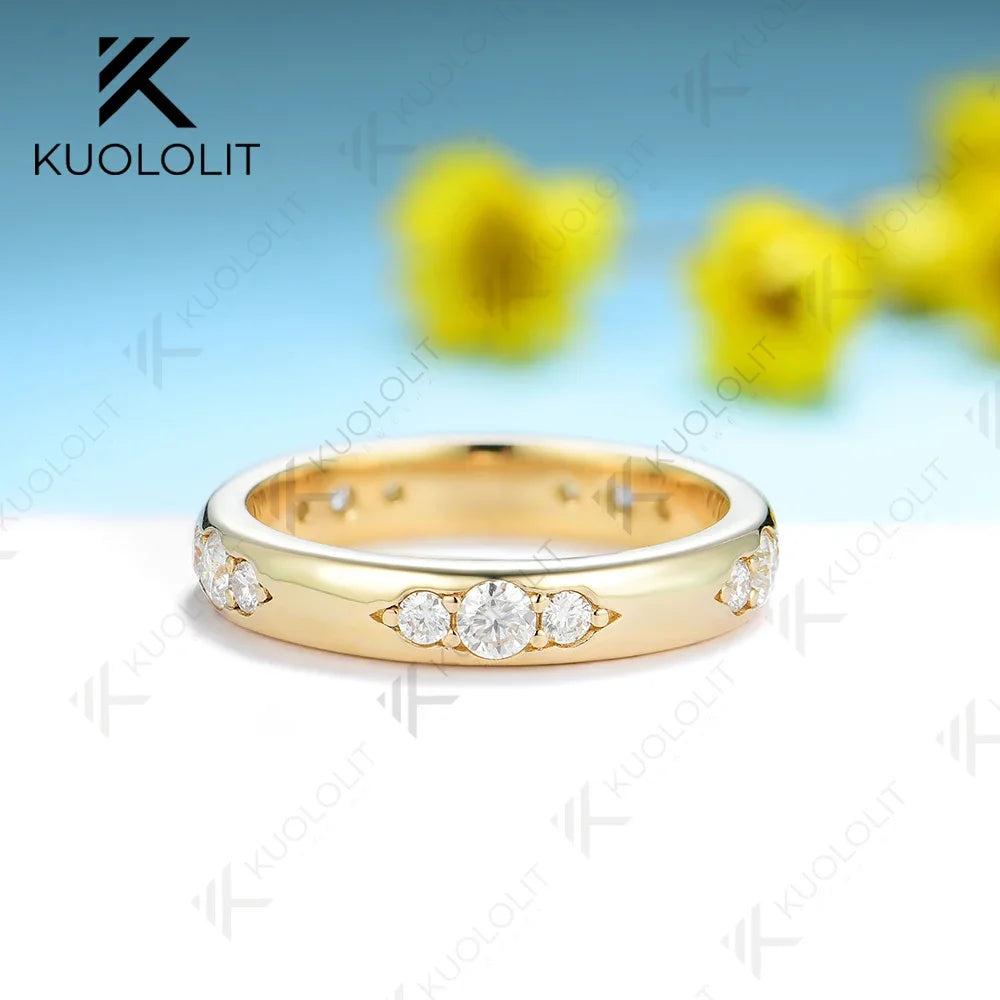 Kuololit 0.8CTW Lab Grown Diamond Band Rings for Men Women PT950 Solid 14K 10K 585 Yellow Gold for Wedding Anniversary Classic